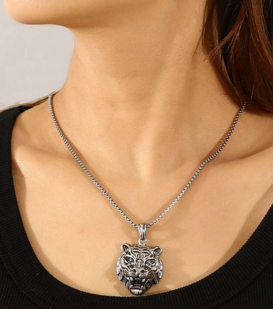 💥 EDICIÓN LIMITADA❗️  | Collar Cabeza de Tigre Acero Punk