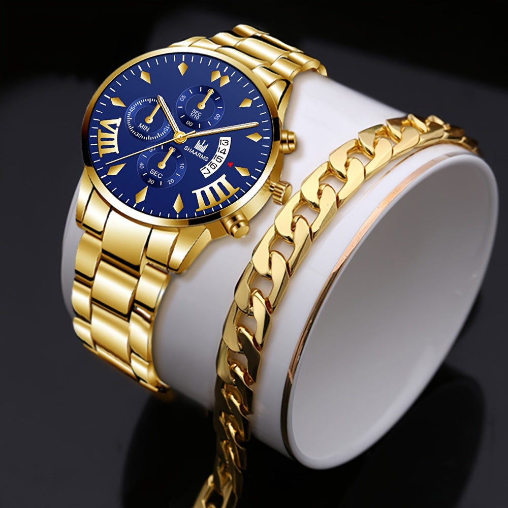 OFERTA EXCLUSIVA 1+1 Gratis | Reloj empresarial de lujo en oro y pulsera de oro 💎