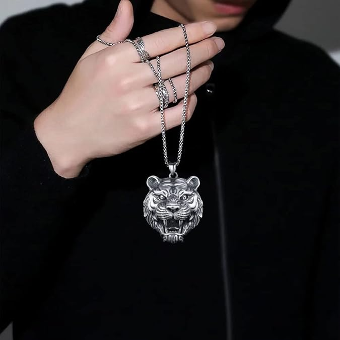 💥 EDICIÓN LIMITADA❗️  | Collar Cabeza de Tigre Acero Punk