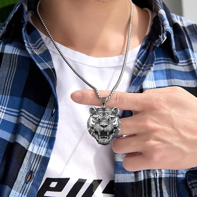 💥 EDICIÓN LIMITADA❗️  | Collar Cabeza de Tigre Acero Punk