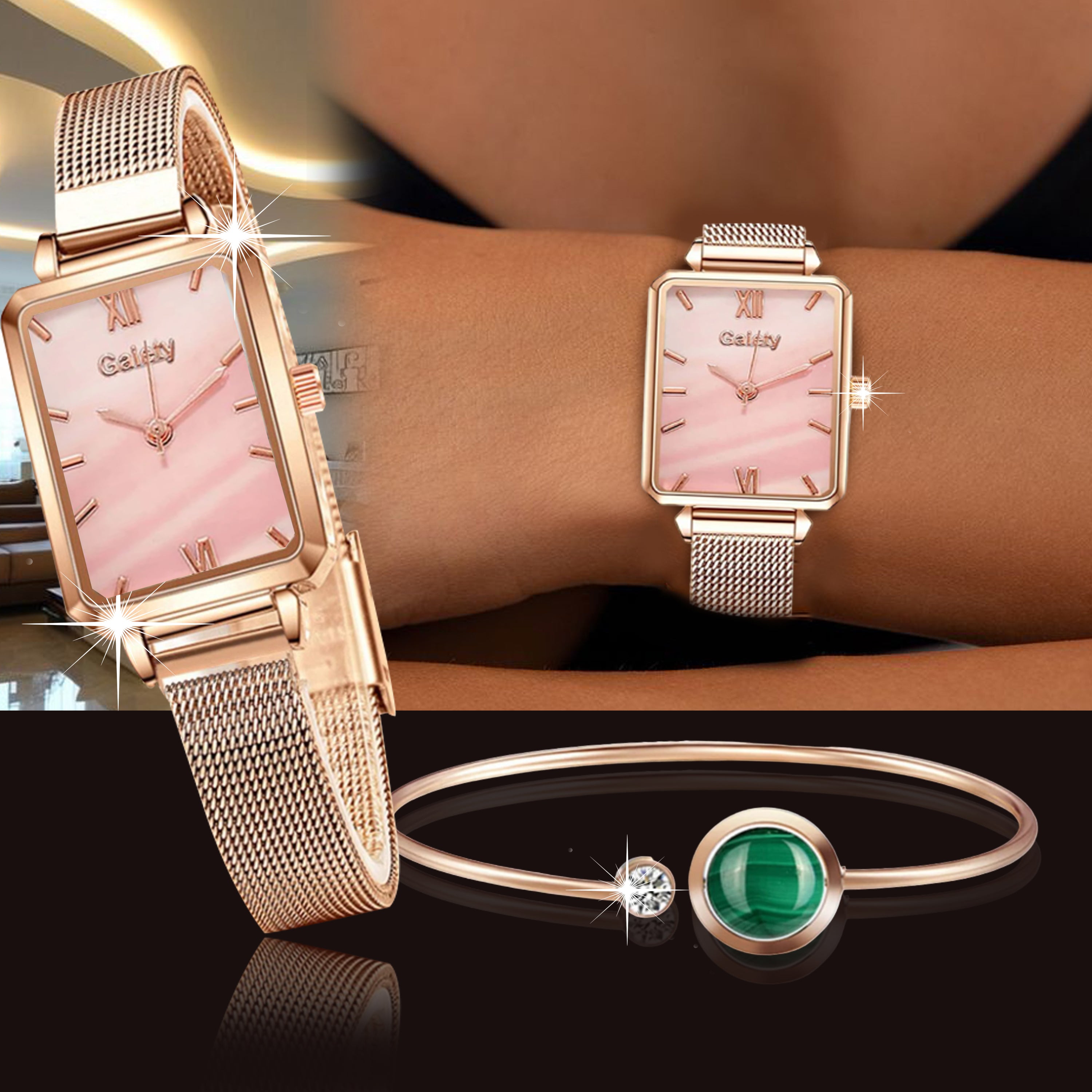 🔥PRODUCTO EXCLUSIVO | Reloj de lujo y pulsera de esmeraldas para elegancia 💚