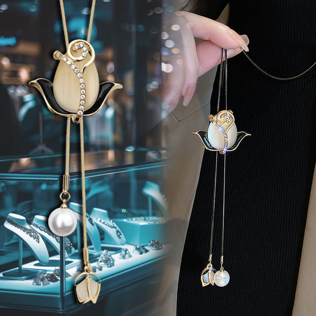 💥 EDICIÓN LIMITADA❗️  | Collar con colgante de cadena larga con flor de tulipán