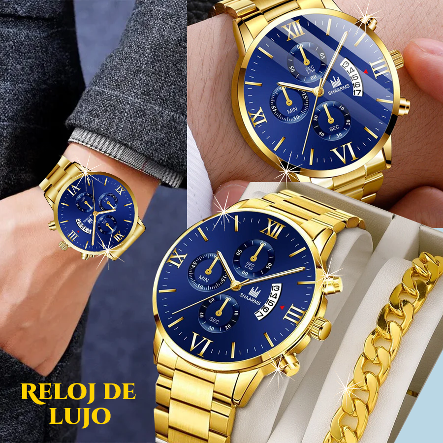 LANZAMIENTO EXCLUSIVO | Reloj empresarial de lujo en oro y pulsera de oro 💎