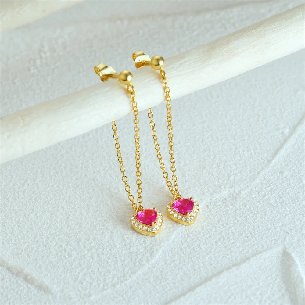 💥 EDICIÓN LIMITADA❗️  | Pendientes Tassel Corazón de Plata